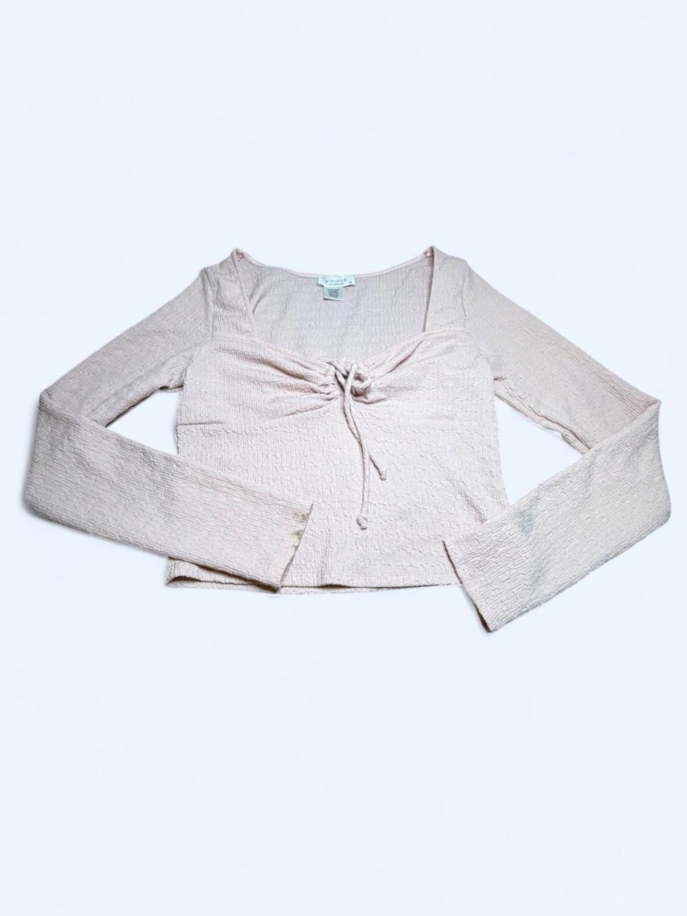 Kirious Soft Knit Tie-Front Long Sleeve Top - Pale Pink
